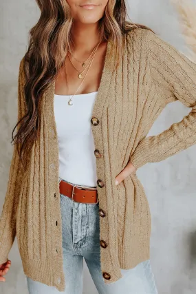 Buttons Front Cable Knit Cardigan