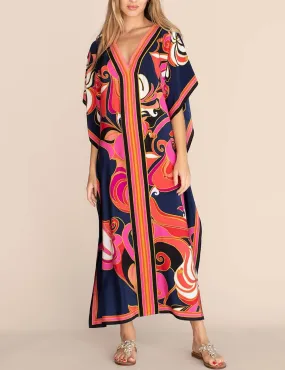 Plus Size V Neck Summer maxi Kaftan Dress